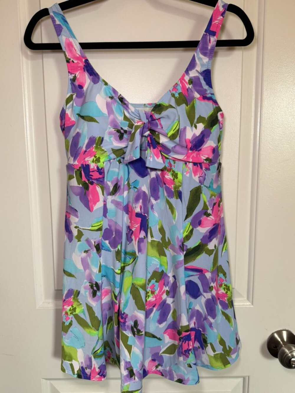 Paradise Bay Floral Tie Front Swim Dress One Piece Swimsuit Resortwear